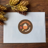 Pompoen Spice Doodle Sinaasappel Mok Bruine Sticke Ronde Sticker