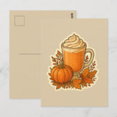 Pompoen Spice Drink met Herfst Bladeren Briefkaart (Voorkant / Achterkant)