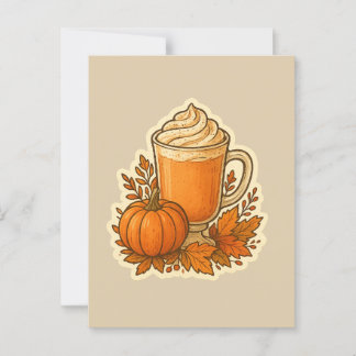 Pompoen Spice Drink met Herfst Bladeren Briefkaart