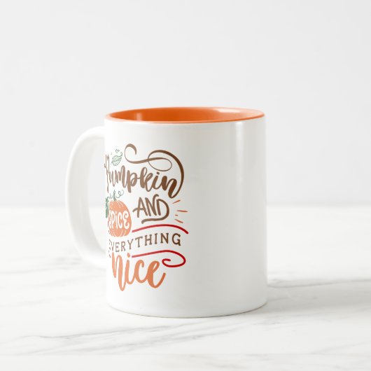 Pompoen Spice En Alles Leuke Herfst Thanksgivin Tweekleurige Koffiemok (Voorkant links)