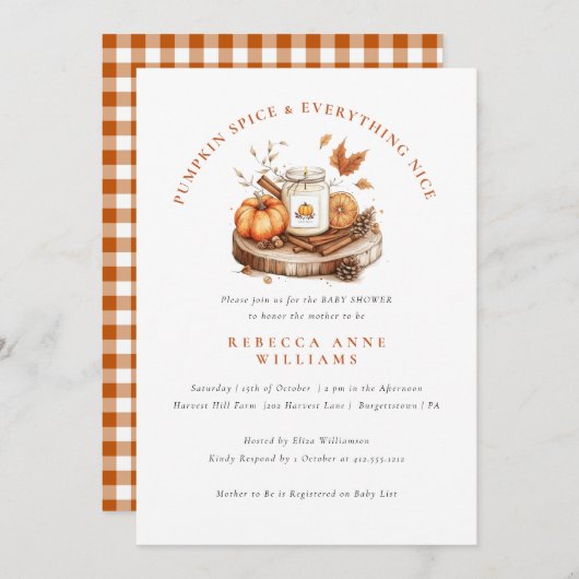 Pompoen Spice en alles Mooie Herfst Baby shower Kaart (Voorkant / Achterkant)