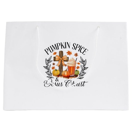 Pompoen Spice en Jezus Christus Kruis Pompoen Chri Groot Cadeauzakje (Voorkant)