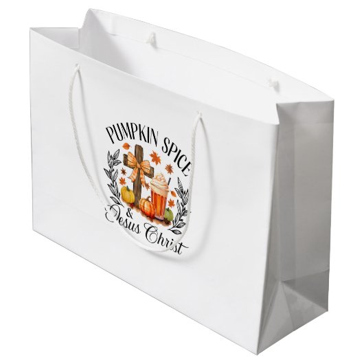 Pompoen Spice en Jezus Christus Kruis Pompoen Chri Groot Cadeauzakje (Achterkant Gekanteld)