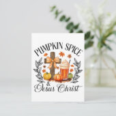 Pompoen Spice en Jezus Christus Kruis Pompoen Chri Informatiekaartje (Staand voorkant)