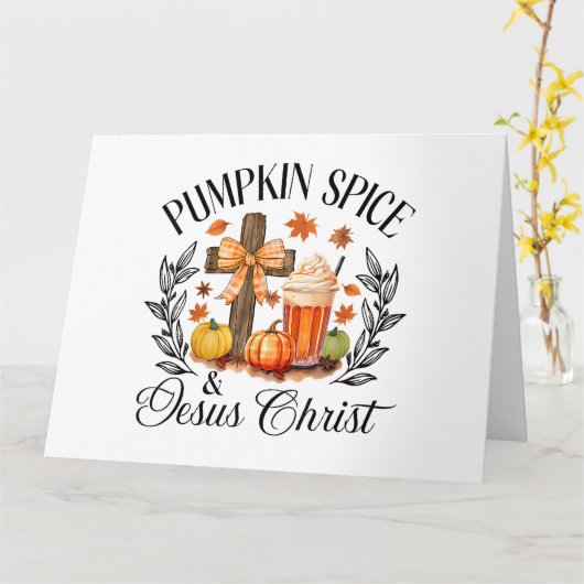 Pompoen Spice en Jezus Christus Kruis Pompoen Chri Kaart (Gele Bloem)