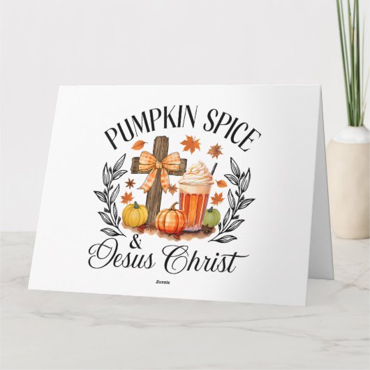 Pompoen Spice en Jezus Christus Kruis Pompoen Chri Kaart (Achterkant)