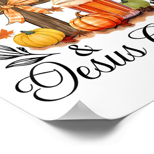 Pompoen Spice en Jezus Christus Kruis Pompoen Chri Poster (Hoek)