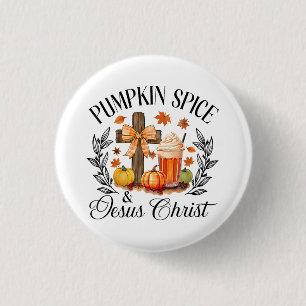 Pompoen Spice en Jezus Christus Kruis Pompoen Chri Ronde Button 3,2 Cm