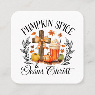 Pompoen Spice en Jezus Christus Kruis Pompoen Chri Vierkante Visitekaartje