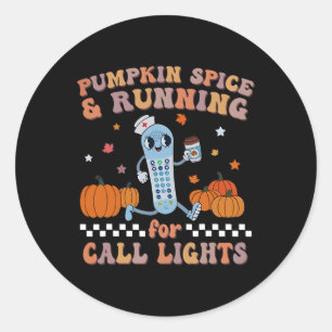 Pompoen Spice en Running voor Call Lights ER Verpl Ronde Sticker