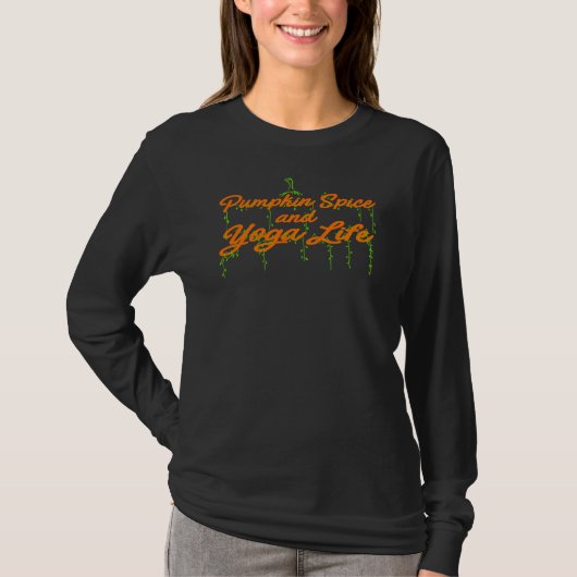 Pompoen Spice en Yoga Leven Sinaasappel en Groen T-shirt (Voorkant)