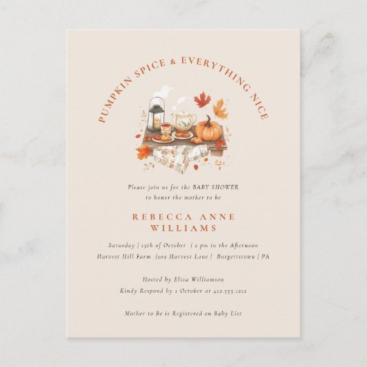 Pompoen Spice & Everything Nice – Herfst Baby show Briefkaart (Voorkant)