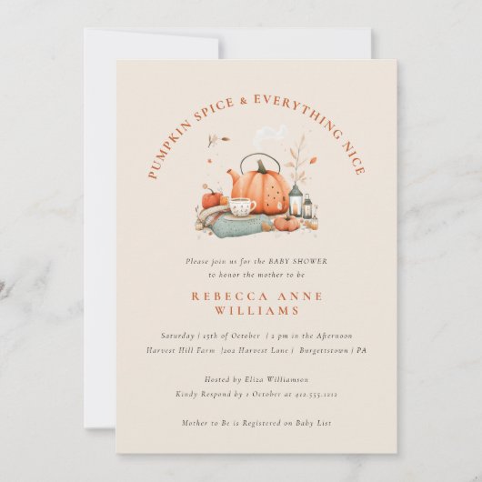 Pompoen Spice & Everything Nice – Herfst Baby show Kaart (Voorkant)