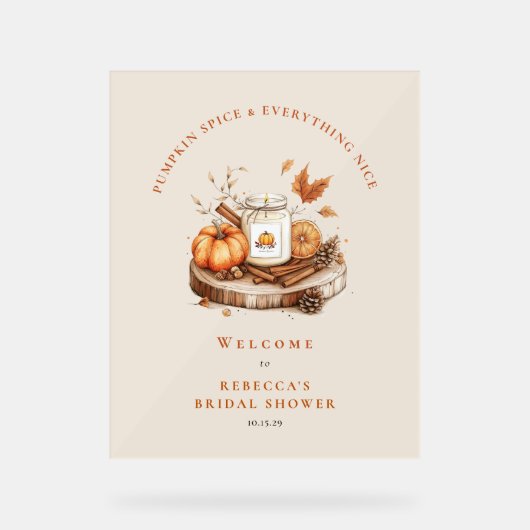 Pompoen Spice & Everything Nice – Herfst Foam Boar Acryl Bord (Voorkant)