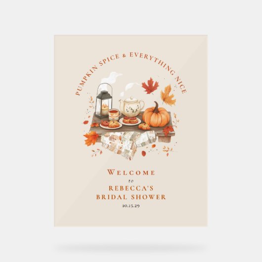 Pompoen Spice & Everything Nice – Herfst Foam Boar Acryl Bord (Voorkant)