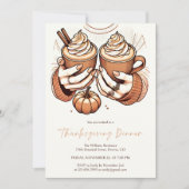 Pompoen Spice & Gezellig Herfst Thanksgiving Diner Kaart (Voorkant)