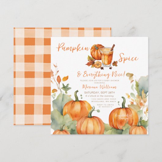Pompoen Spice Herfst Baby shower Boho Sinaasappel Kaart (Voorkant / Achterkant)