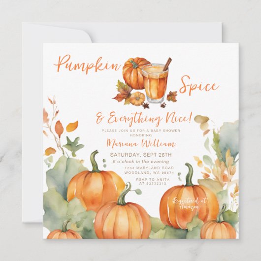 Pompoen Spice Herfst Baby shower Boho Sinaasappel Kaart (Voorkant)
