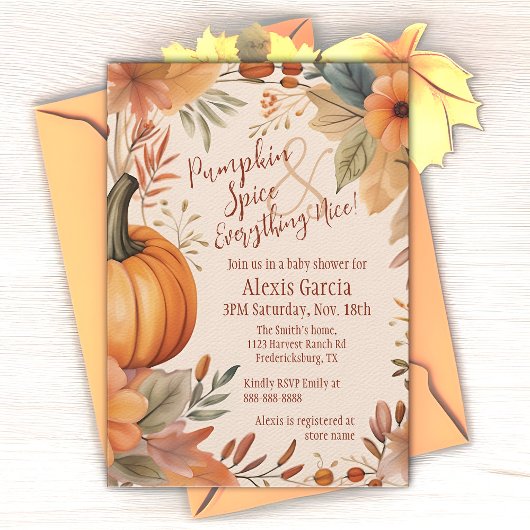 Pompoen Spice Herfst Baby shower Boho Sinaasappel  Kaart