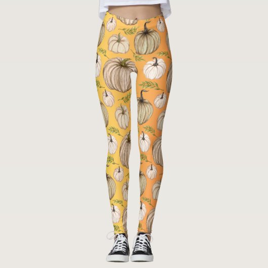 Pompoen Spice Herfst Herfst Oogst Thanksgiving Din Leggings (Voorkant)