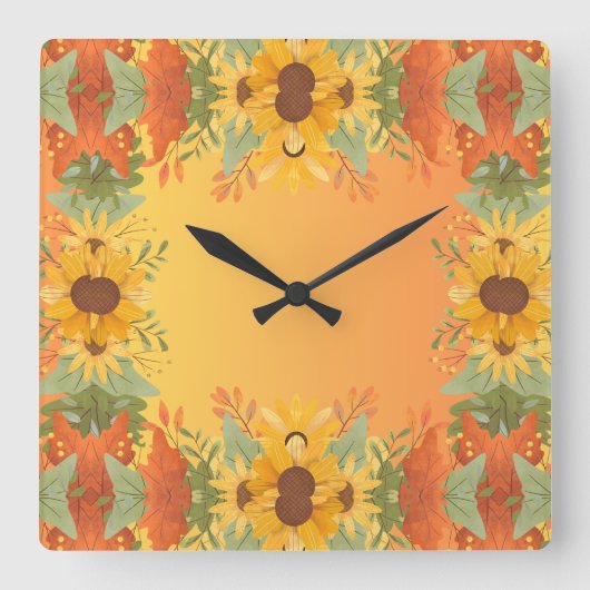 Pompoen Spice Herfst Herfst Oogst Thanksgiving Din Vierkante Klok (Voorkant)