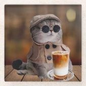 Pompoen Spice Herfst Kat Glas Onderzetter (Voorkant)