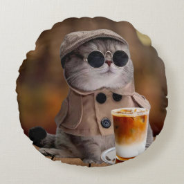 Pompoen Spice Herfst Kat Rond Sierkussen Kussen