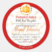 Pompoen Spice Homemade Body Butter of Jelly Label (Voorkant)