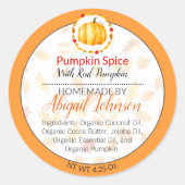 Pompoen Spice Homemade Body Butter of Jelly Label (Voorkant)