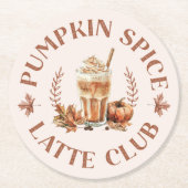 Pompoen Spice Latte Club Herfst Herfst Ronde Kartonnen Onderzetter (Voorkant)