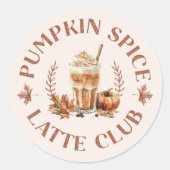 Pompoen Spice Latte Club Herfst Herfst Ronde Sticker (Voorkant)