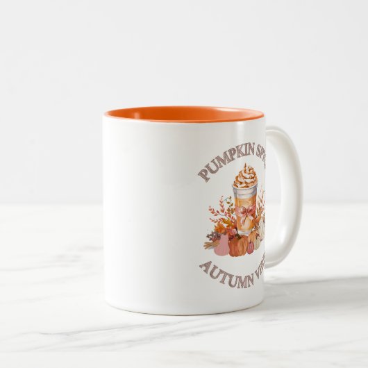 Pompoen Spice Latte Gezellige Herfst Herfst Pompoe Tweekleurige Koffiemok (Voorkant rechts)