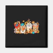 Pompoen Spice Latte Herfst Gezellige Koffie Retro  Magneet (Voorkant)