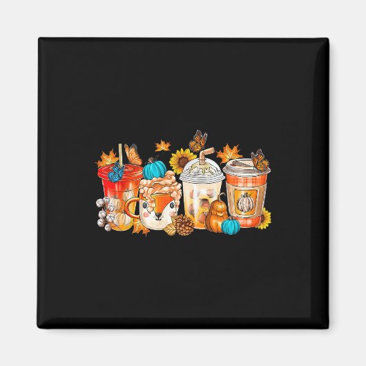 Pompoen Spice Latte Herfst Gezellige Koffie Retro  Magneet (Voorkant)