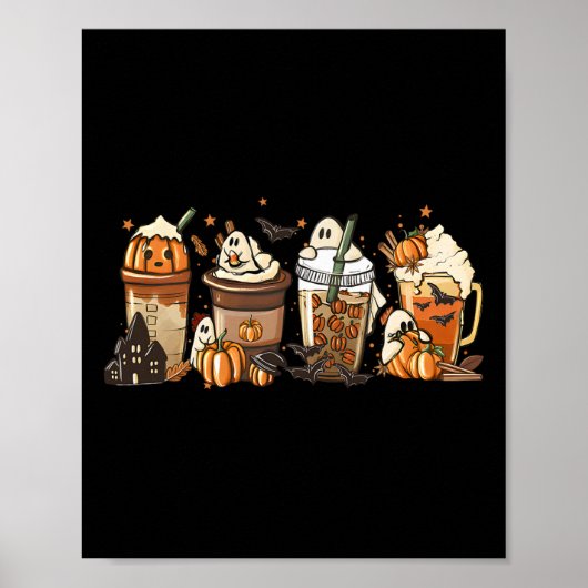 Pompoen Spice Latte Herfst Herfst Koffie Ghost Dan Poster (Voorkant)