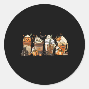 Pompoen Spice Latte Herfst Herfst Koffie Ghost Dan Ronde Sticker