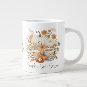 Pompoen Spice Latte Herfst Leaf Floral Grote Koffiekop
