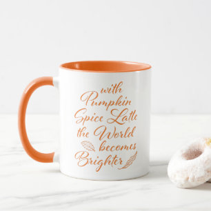 Pompoen Spice Latte Herfst Sinaasappel Wit Mok