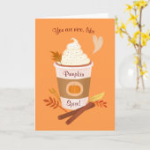 Pompoen Spice Latte Herfst Verjaardag Kaart (Gele Bloem)