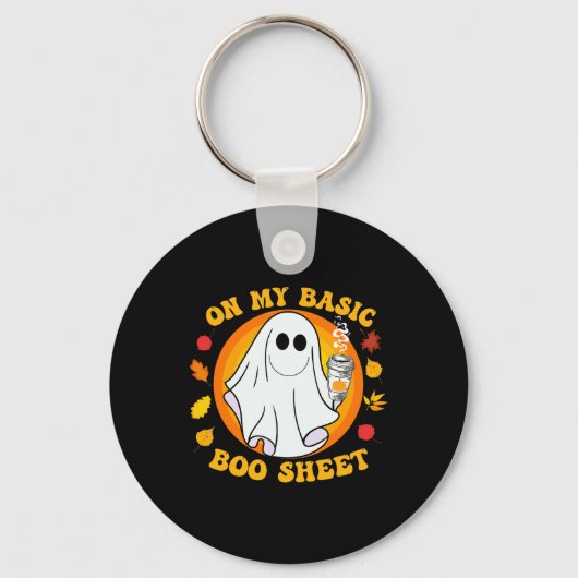 Pompoen Spice Latte Herfst Vibe Halloween Fun Basi Sleutelhanger (Voorkant)
