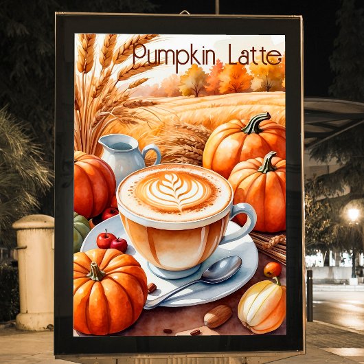 Pompoen Spice Latte Herfstmuur Decor Poster