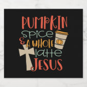 Pompoen Spice Latte Jesus Halloween kostuum Sparkling Wijnetiket (Enkel label)