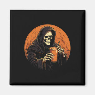 Pompoen Spice Latte Koffie Herfst Halloween Grim R Magneet