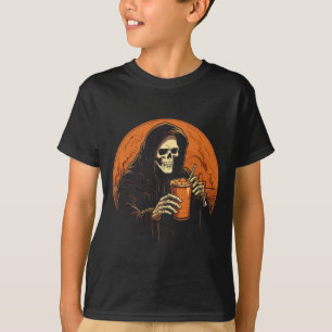 Pompoen Spice Latte Koffie Herfst Halloween Grim R T-shirt