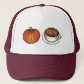 Pompoen Spice Latte Koffiekopje Herfst Herfst Trucker Pet (Voorkant)