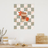 Pompoen Spice Latte op Flanel achtergrond Poster (Keuken)