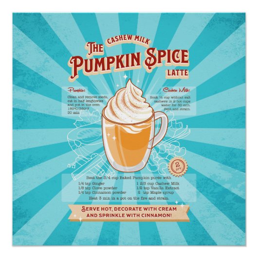 pompoen Spice Latte - Recept Poster (Voorkant)