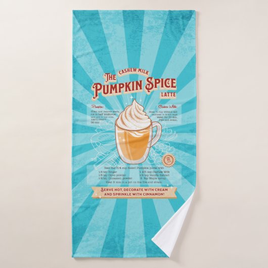 pompoen Spice Latte - Recept Poster Bad Handdoek (Badhanddoek)