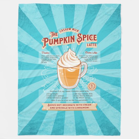 pompoen Spice Latte - Recept Poster Fleece Deken (Voorkant)