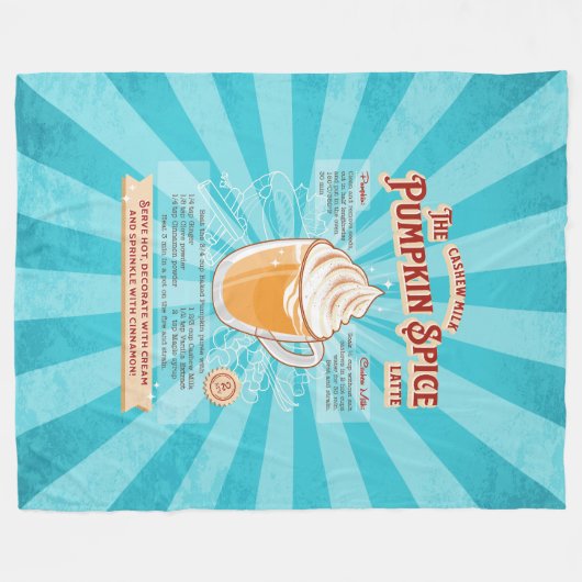pompoen Spice Latte - Recept Poster Fleece Deken (Voorkant (Horizontaal))